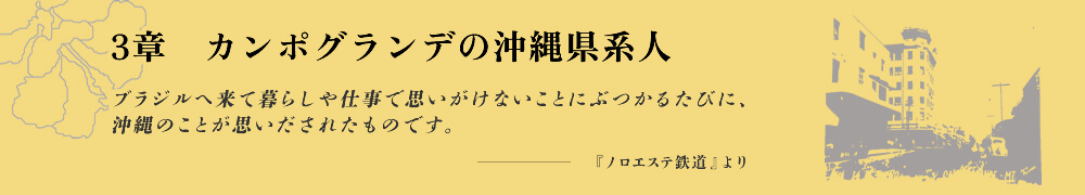 3章　カンポグランデの沖縄県系人 ブラジルへ来て暮らしや仕事で思いがけないことにぶつかるたびに、沖縄のことが思いだされたものです。-『ノロエステ鉄道』より